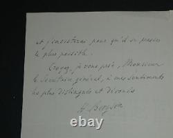 Henri Bergson Lettre autographe signée au Secrétaire Général 1932