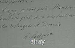 Henri Bergson Lettre autographe signée au Secrétaire Général 1932
