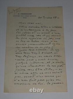 Henri Fauconnier, Lettre autographe signée 1958 Malaisie EO prix Goncourt