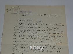 Henri Fauconnier, Lettre autographe signée 1958 Malaisie EO prix Goncourt