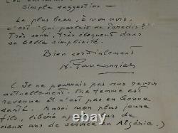 Henri Fauconnier, Lettre autographe signée 1958 Malaisie EO prix Goncourt