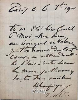 Henri HARPIGNIES Lettre autographe signée à M. Ducasse / Valenciennes