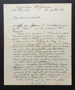 Henri MATISSE Belle lettre autographe signée de la débâcle et lexode 1940