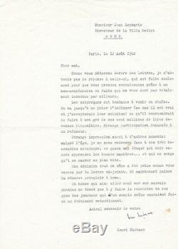 Henri MICHAUX (1899-1984) Lettre tapuscrite signée Jean Leymarie refus prix