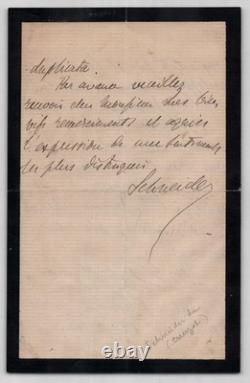 Henri Schneider Lettre autographe signée 1878