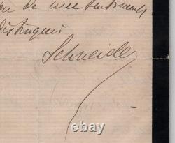 Henri Schneider Lettre autographe signée 1878