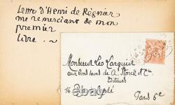 Henri de REGNIER 1895 Poèmes 3 lettres AUTOGRAPHES SIGNÉES ex. Larguier