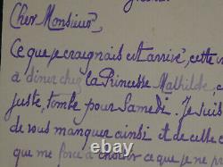 Henri de Régnier Carte lettre autographe signée Chez la Princesse Mathilde