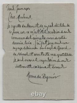 Henri de Régnier Lettre autographe signée à Jacques Boulenger NERVAL 1914