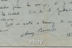 Henry Barraud Lettre autographe signée poignante à Marcel Mihalovici 1940