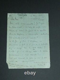 Henry Février LETTRE AUTOGRAPHE SIGNÉE du Front À Henri Woolet 1916 WW1