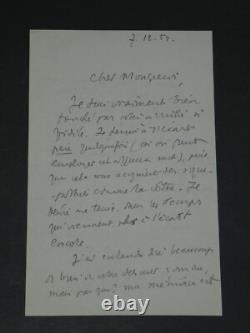 Henry de Montherlant Lettre autographe signée marque de sympathie 1954