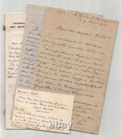 Hervé Mangon 3 lettres et 1 carte de visite autographes signées à Risler 1876