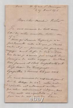 Hervé Mangon 3 lettres et 1 carte de visite autographes signées à Risler 1876
