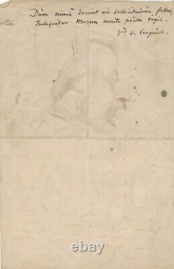 Hippolyte-Louis de LORGERIL Dessin lettre autographe signée vers latins