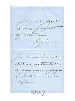 Impératrice EUGENIE de Montijo / Lettre autographe signée / Exil / Second Empire