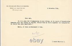 Intéressant écrivain André Maurois 2 autographe signé ET 2 lettres signées