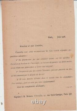 Intéressante lettre autographe signée de Mme Alfred VALETTE dite RACHILDE (1926)