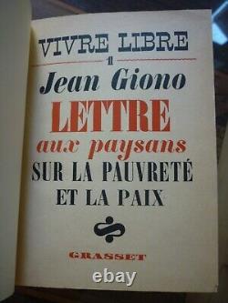 JEAN GIONO AUTOGRAPHE Lettre aux paysans sur la pauvreté et la paix 1939 cuir