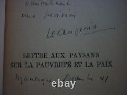 JEAN GIONO AUTOGRAPHE Lettre aux paysans sur la pauvreté et la paix 1939 cuir
