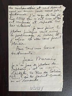 JEAN MARAIS Lettre autographe signée Avril 1953 2 pages in-8