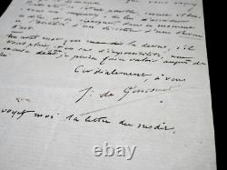 JULES DE GONCOURT Lettre autographe signée Musée du Luxembourg 1869