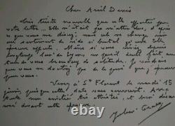 JULIEN GRACQ LETTRE AUTOGRAPHE signée à ARIEL DENIS soutien après deuil 1993