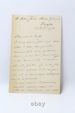 J. E BLANCHE Lettre autographe signée sur Dieppe des farceurs de matelots 1890