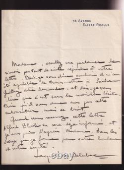 Jacqueline DELUBAC RARE LETTRE AUTOGRAPHE SIGNEE à propos de Sacha GUITRY