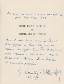 Jacqueline DE ROMILLY Lettre autographe signée à Guy TOSI