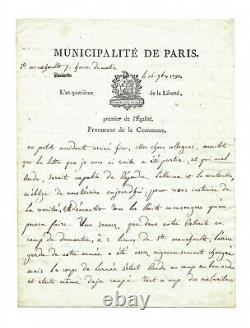 Jacques-Nicolas BILLAUD-VARENNE / Lettre autographe signée / Valmy / Tuileries