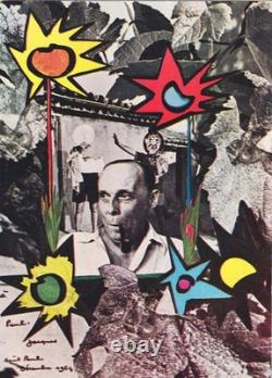 Jacques Prevert Belle carte de collage autographe signée 1965