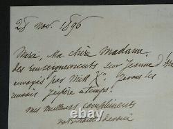 James TISSOT Lettre autographe signée, à propos de Jeanne d'ARC, 1896