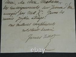 James TISSOT Lettre autographe signée, à propos de Jeanne d'ARC, 1896