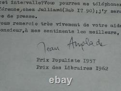 Jean Anglade Lot de 3 lettres autographes et dactylographiée signées 1967