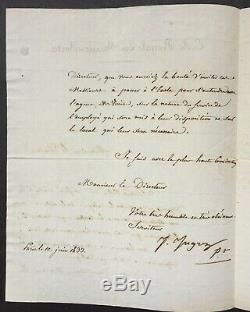 Jean Auguste Dominique INGRES Peintre Lettre signée Signed letter 1833