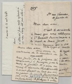 Jean Denoël Lot de 3 lettres autographes signées La mort de Max Jacob