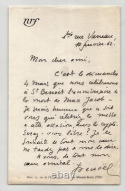 Jean Denoël Lot de 3 lettres autographes signées La mort de Max Jacob