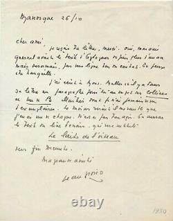 Jean GIONO à Eugène-Henri DULER lettre autographe signée Le Lait de loiseau