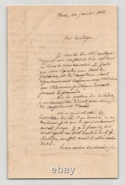 Jean-Gustave Courcelle-Seneuil Lettre autographe signée 1855