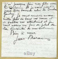 Jean Marais (1913-1998) Rare belle lettre autographe signée en 1958 2 pages