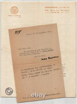 Jean Paulhan -Deux lettres autographe signée et dactylographiée à Th. Maulnier
