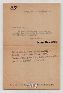 Jean Paulhan -Deux lettres autographe signée et dactylographiée à Th. Maulnier