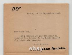Jean Paulhan -Deux lettres autographe signée et dactylographiée à Th. Maulnier