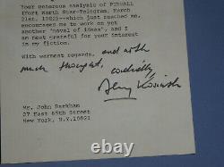 Jerzy Kosinski Lettre tapuscrite & autographe signée à John Barkham, 1982