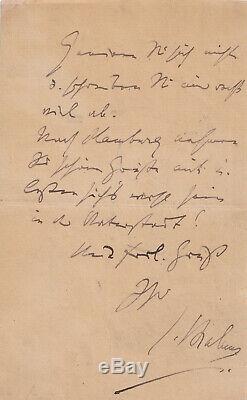 Johannes BRAHMS lettre autographe signée Hambourg