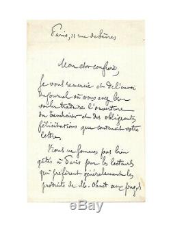 Joris-Karl HUYSMANS / Lettre autographe signée / Flaubert / Wagner / Goncourt