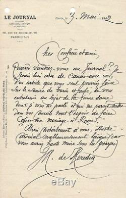 José-Maria de HEREDIA / Lettre autographe signée / Le suaire du Christ à Turin