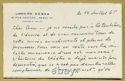 Joseph Kosma (1905-1969) Compositeur français Rare lettre autographe signée