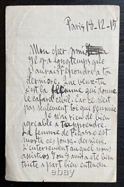 Juan GRIS Lettre autographe signée Picasso, Max Jacob, Montparnasse